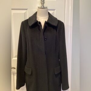 Talbots Women’s Alpaca/Wool Blend Long Black Dress Coat Elegant - size 16
